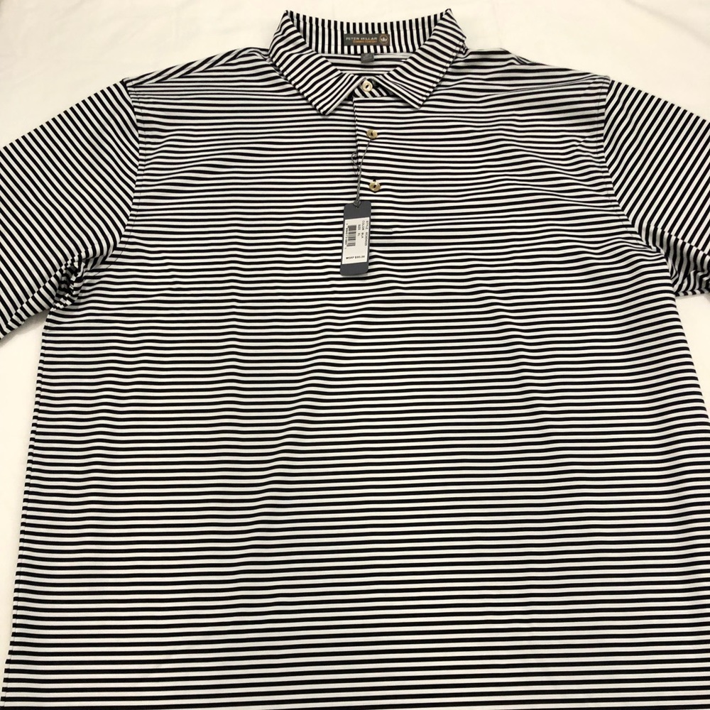 Peter Millar Summer Comfort Polo White/Black NWT